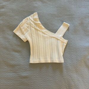 Cream Ribbed Women's Top